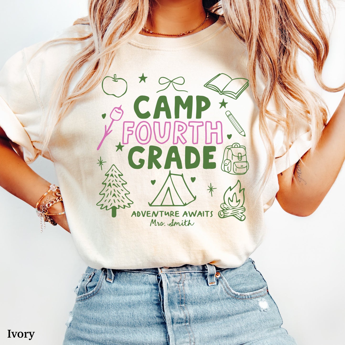 Personalized Camp Fourth Grade Teacher Shirt