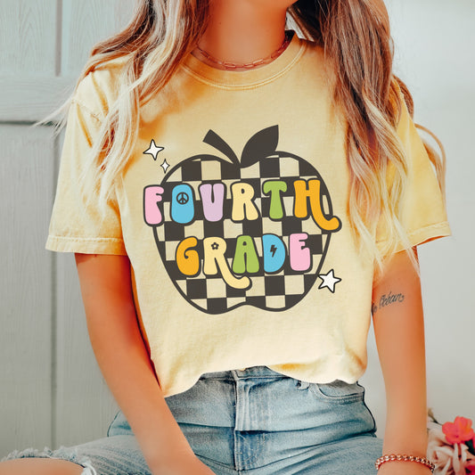 Comfort Colors® 'Checkered Apple' Fourth Grade Shirt