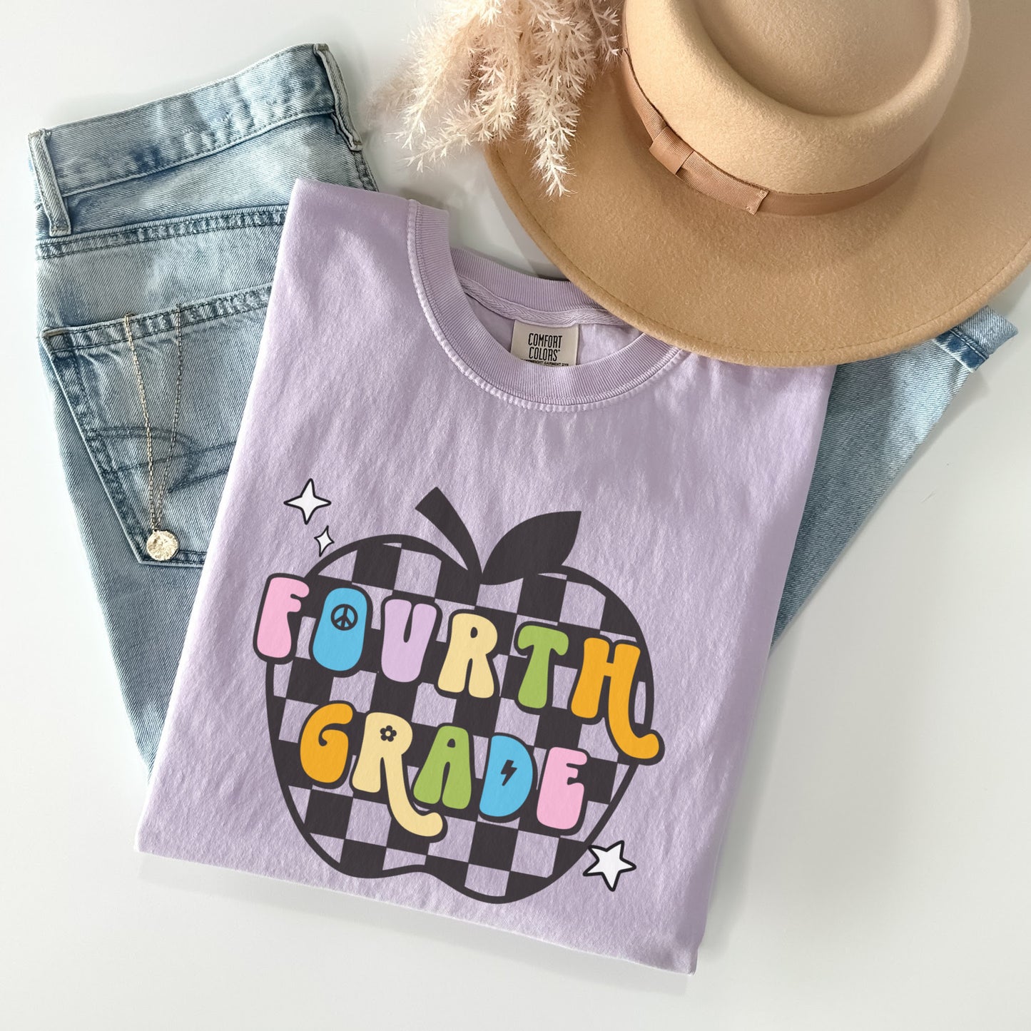 Comfort Colors® 'Checkered Apple' Fourth Grade Shirt