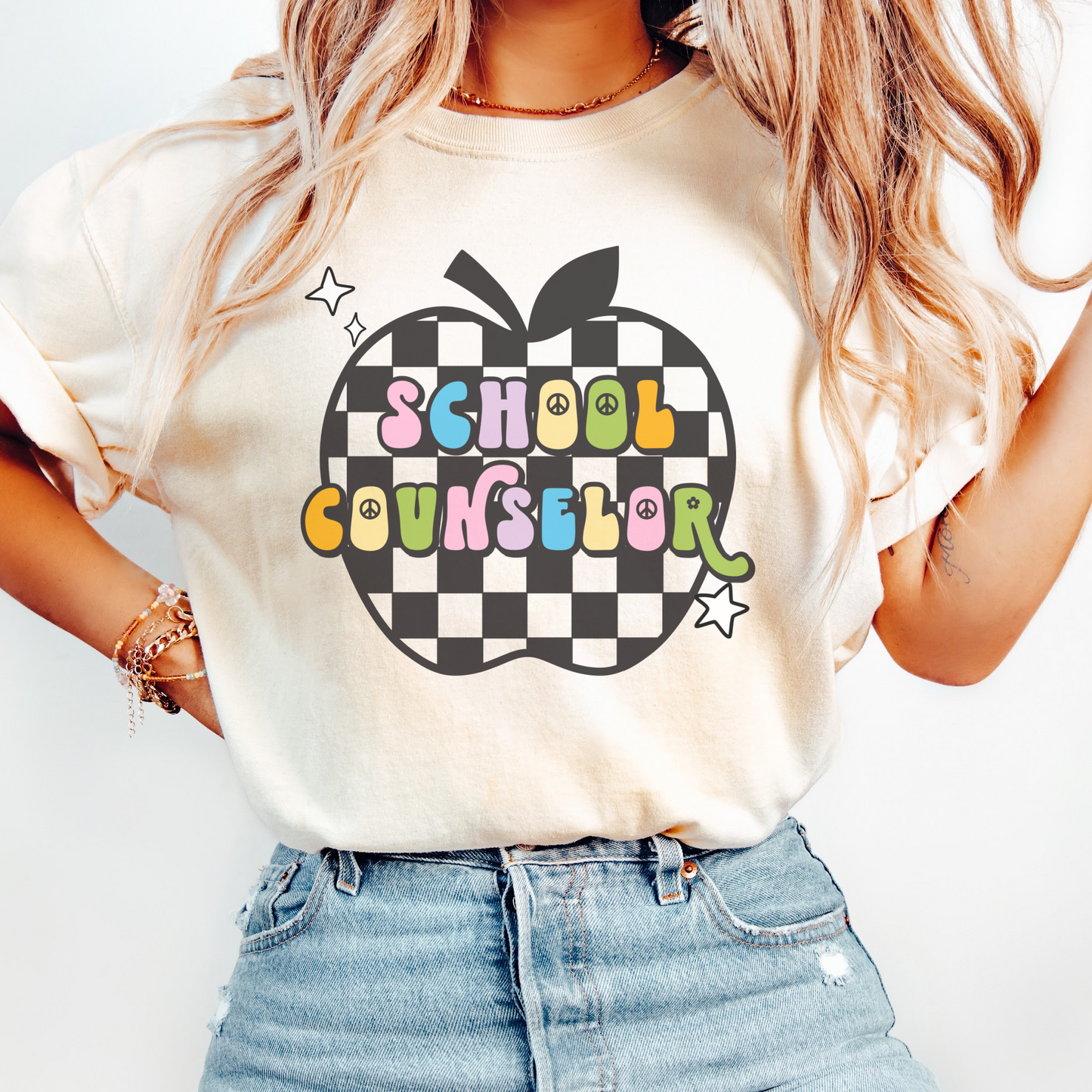 Comfort Colors® 'Checkered Apple' School Counselor Shirt