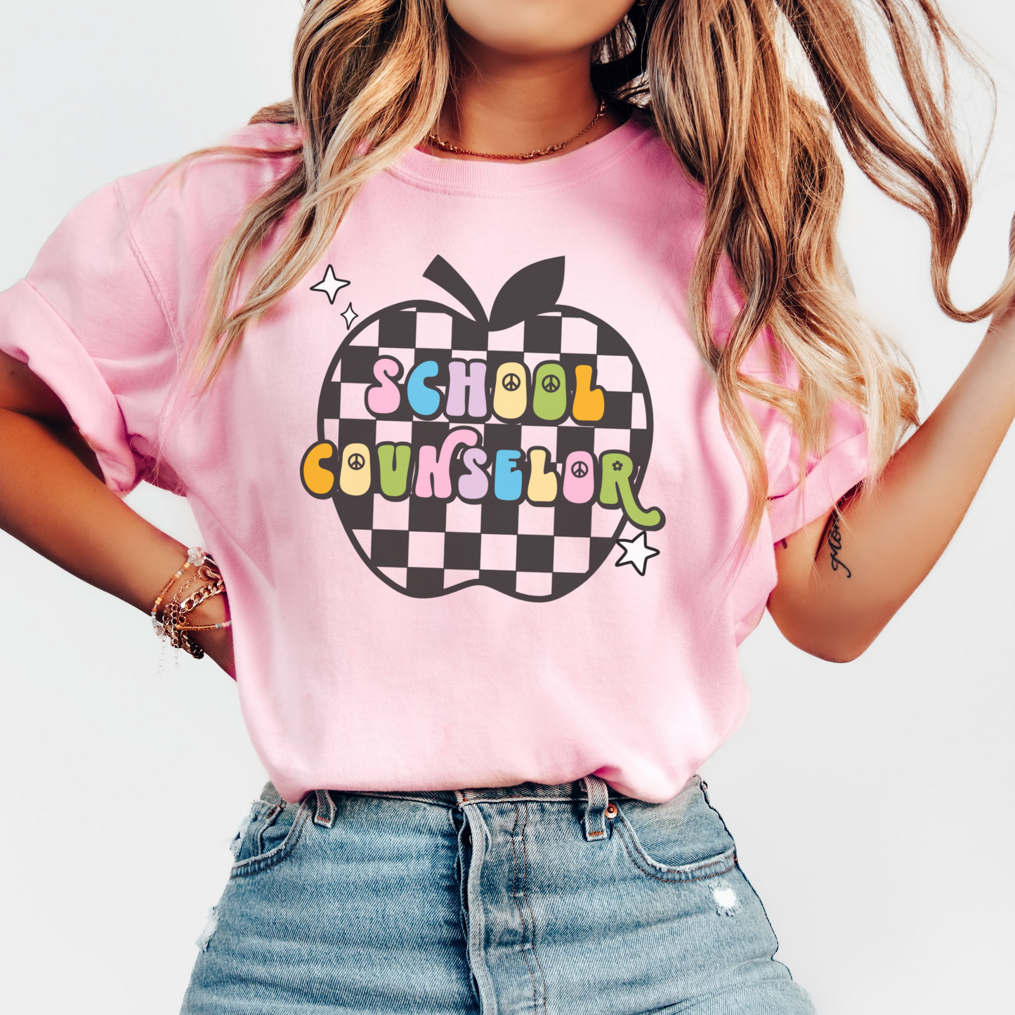 Comfort Colors® 'Checkered Apple' School Counselor Shirt