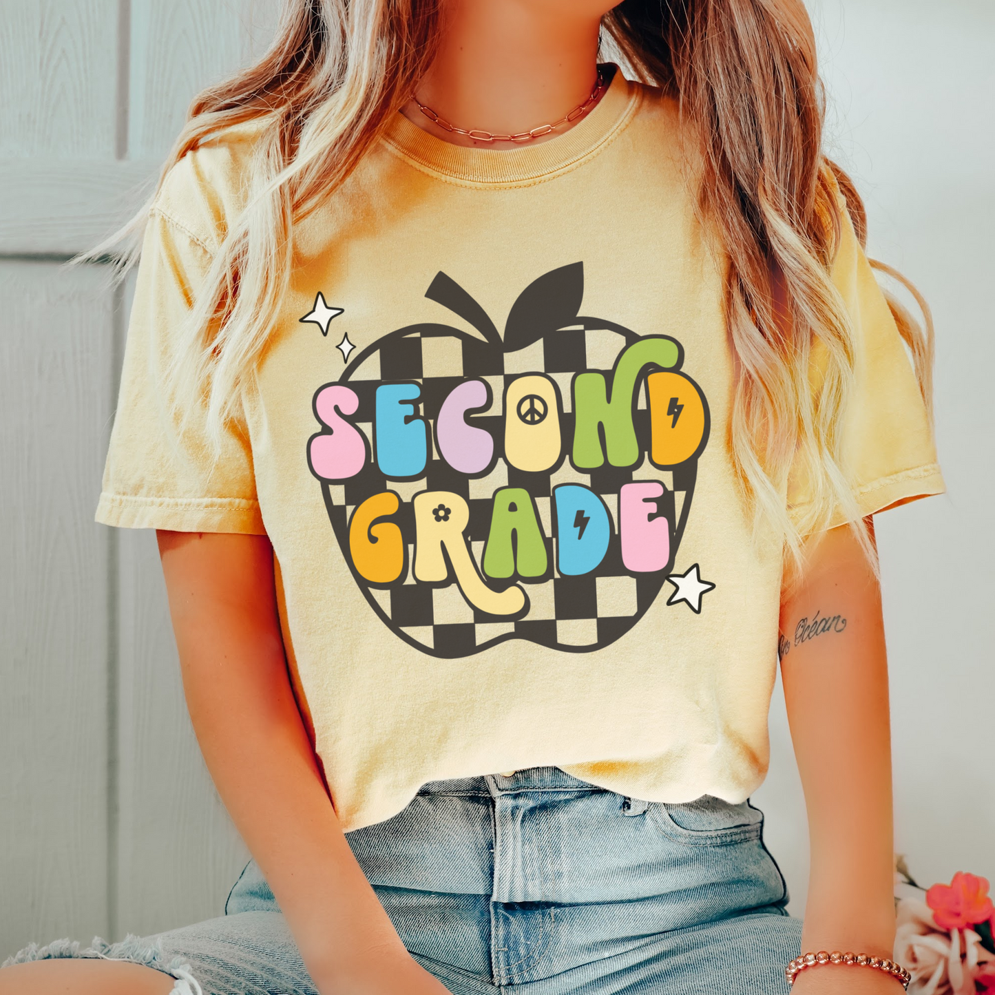 Comfort Colors® 'Checkered Apple' Second Grade Shirt