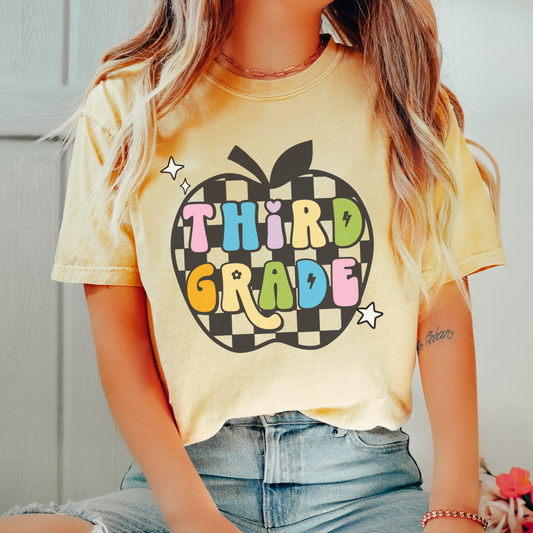 Comfort Colors® 'Checkered Apple' Third Grade Shirt