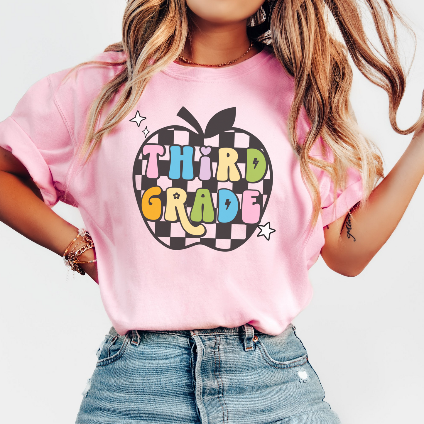 Comfort Colors® 'Checkered Apple' Third Grade Shirt