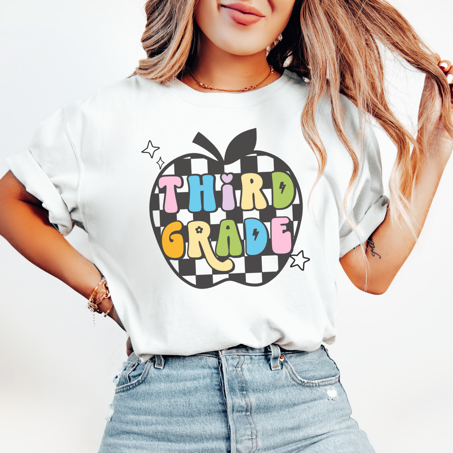 Comfort Colors® 'Checkered Apple' Third Grade Shirt