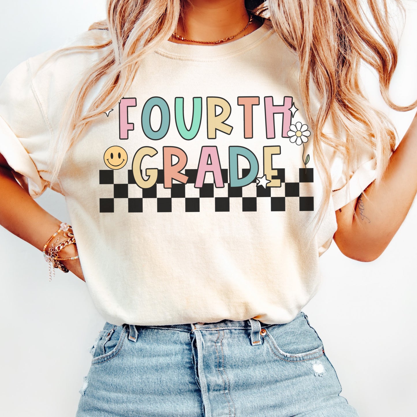 Comfort Colors® 'Checkered' Fourth Grade Shirt