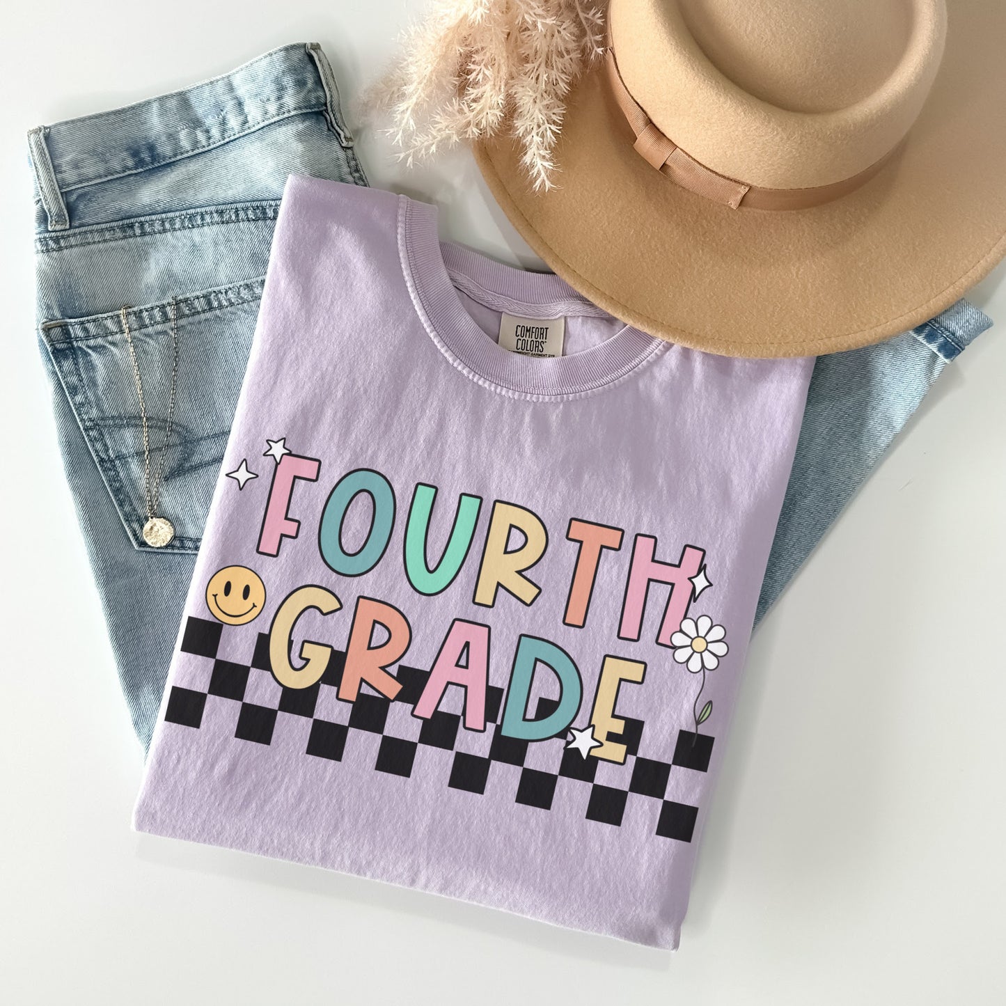 Comfort Colors® 'Checkered' Fourth Grade Shirt