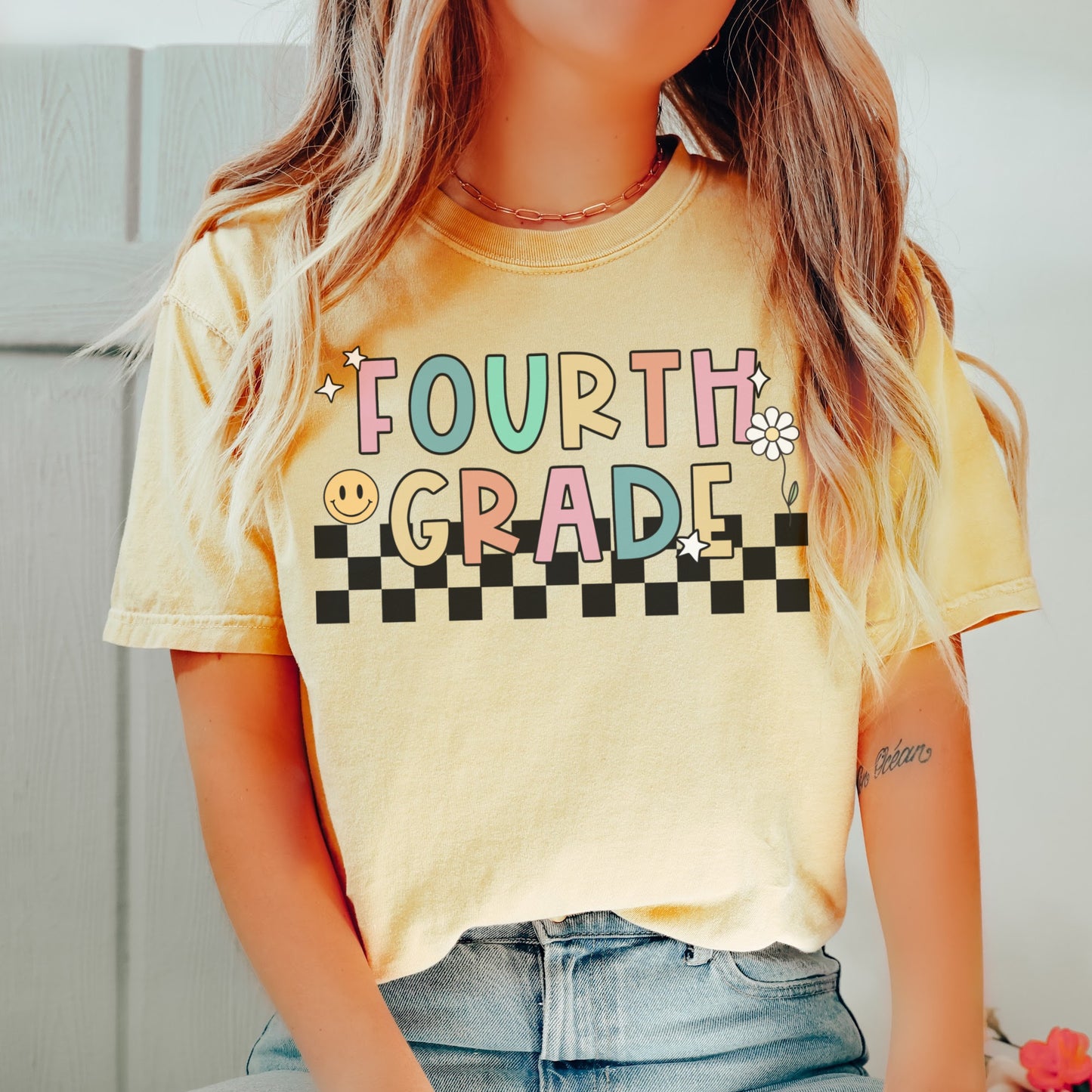 Comfort Colors® 'Checkered' Fourth Grade Shirt