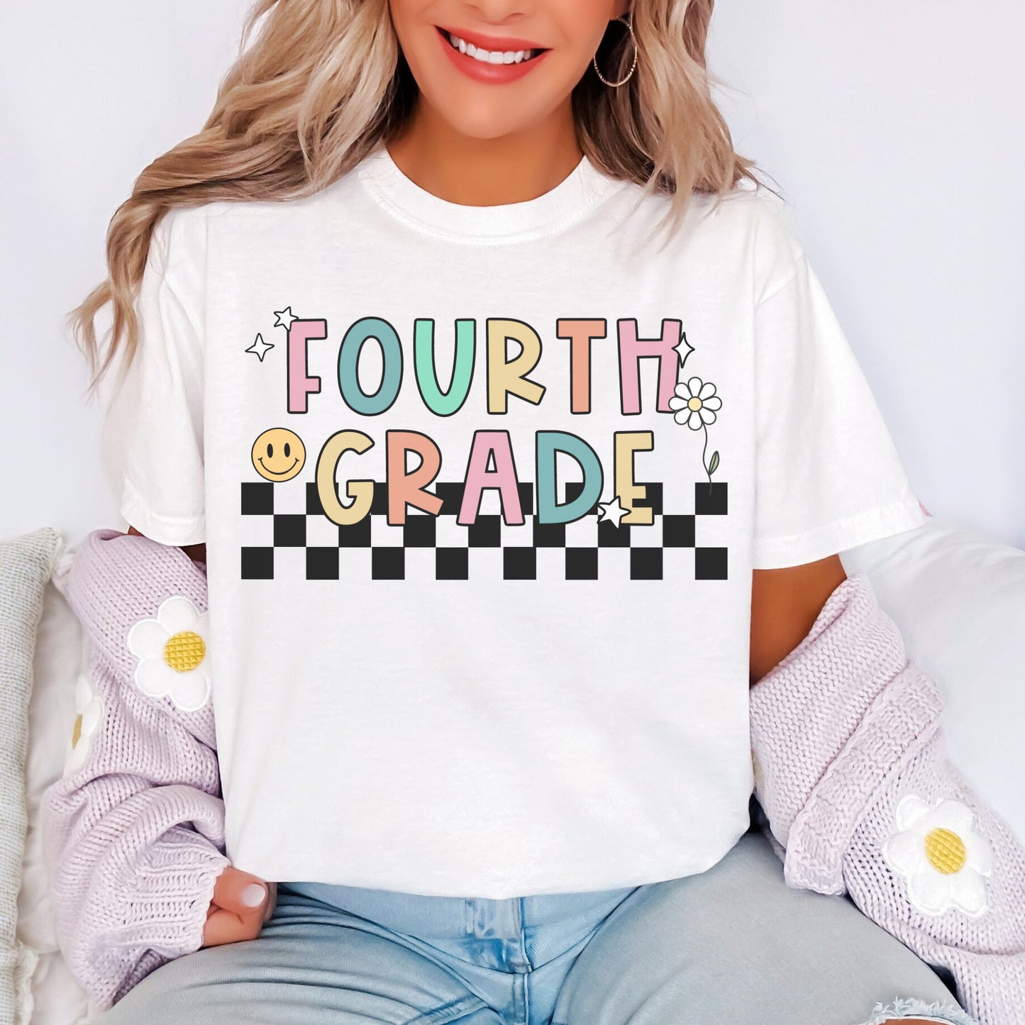 Comfort Colors® 'Checkered' Fourth Grade Shirt