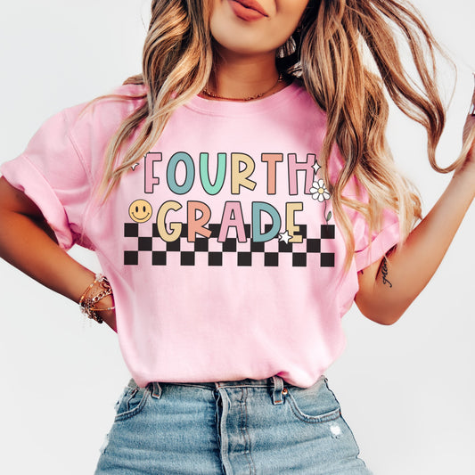 Comfort Colors® 'Checkered' Fourth Grade Shirt