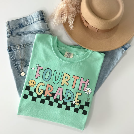 Comfort Colors® 'Checkered' Fourth Grade Shirt