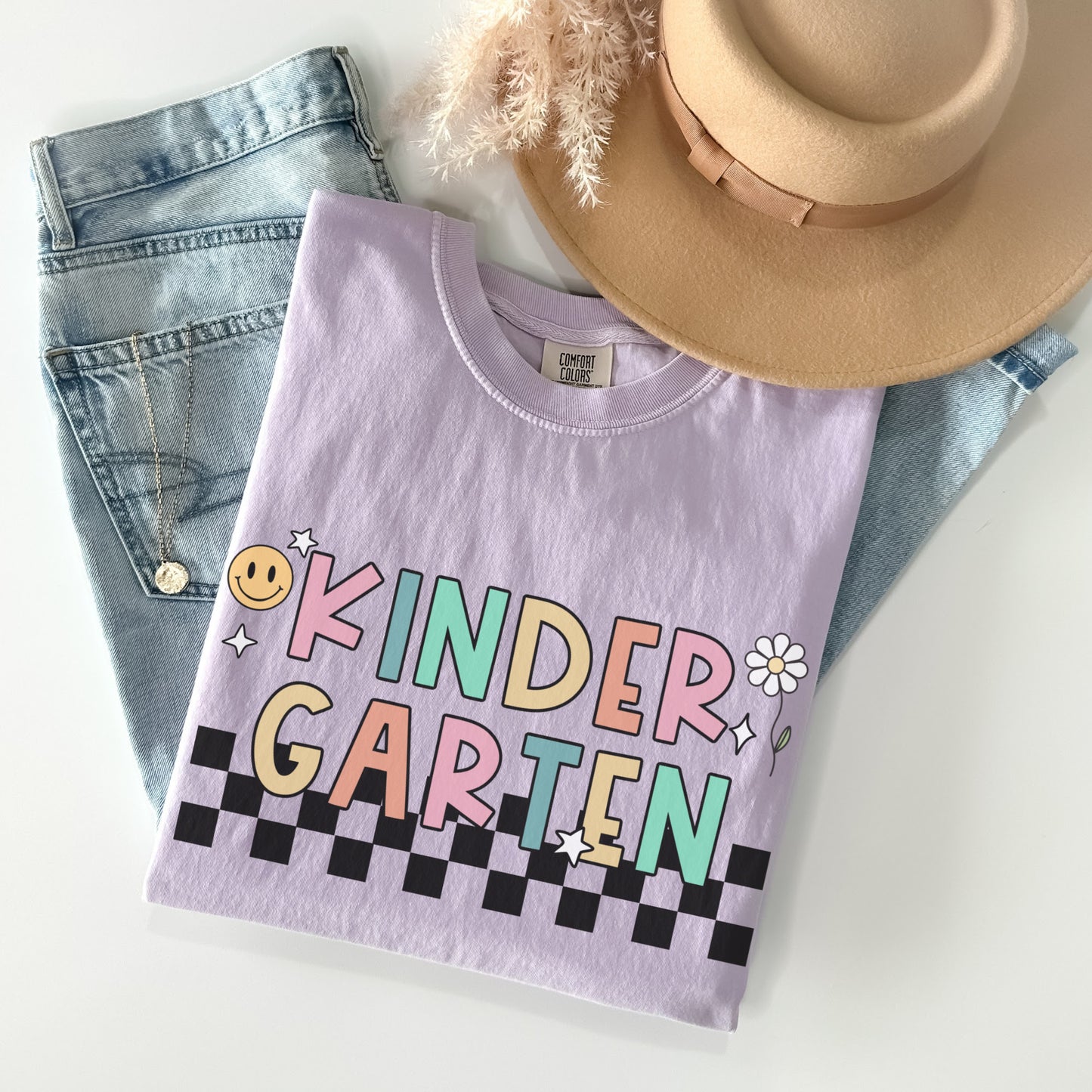 Comfort Colors® 'Checkered' Kindergarten Shirt