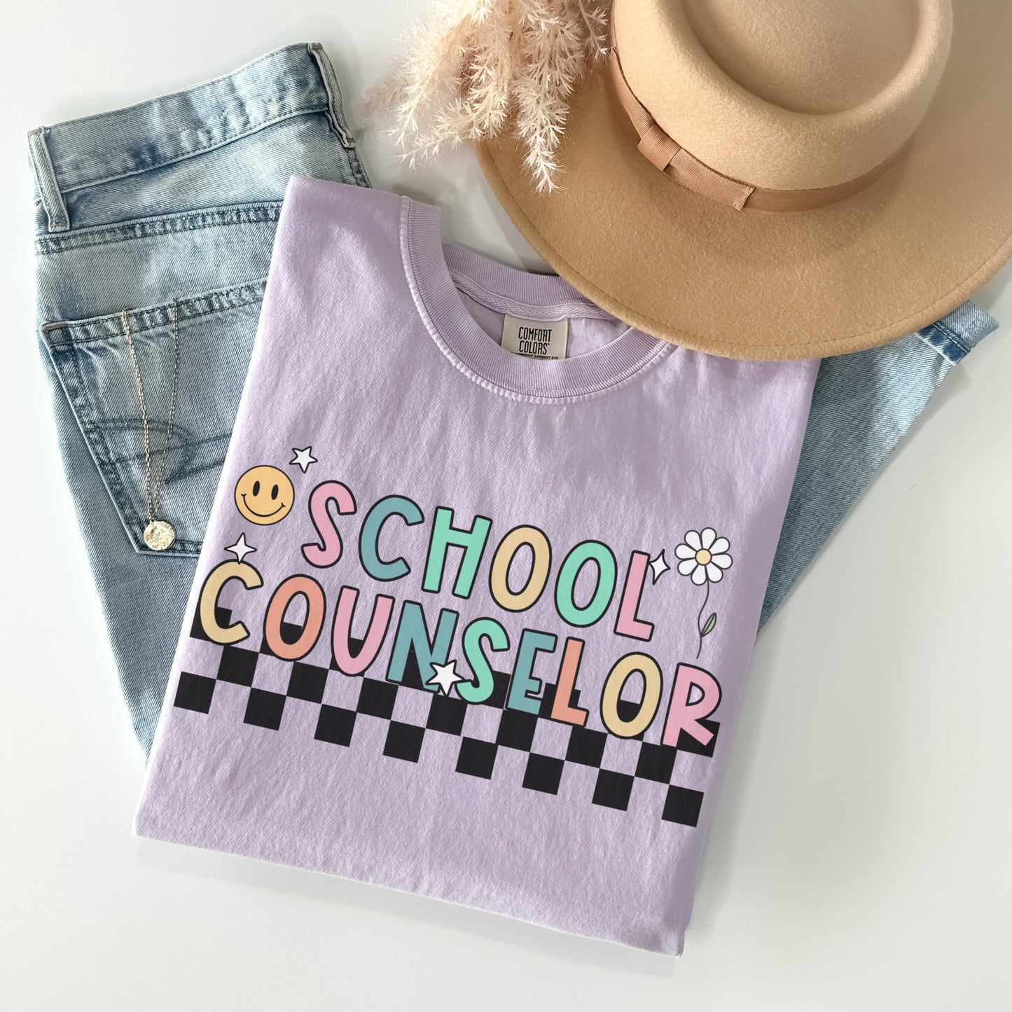 Comfort Colors® 'Checkered' School Counselor Shirt