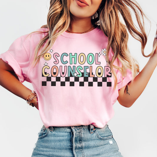 Comfort Colors® 'Checkered' School Counselor Shirt