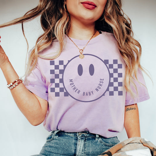 Checkered Smile Mother Baby Nurse Shirt