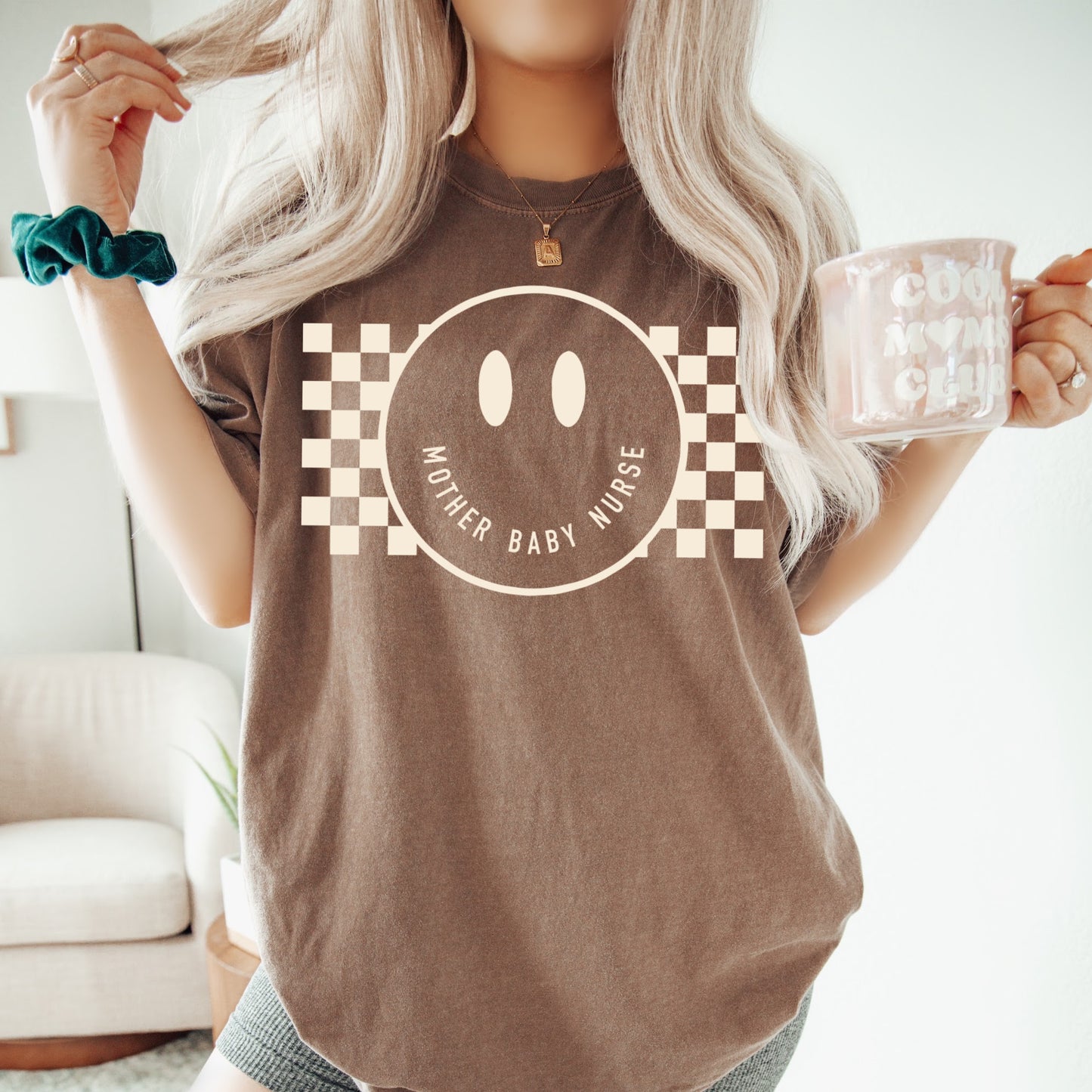 Checkered Smile Mother Baby Nurse Shirt