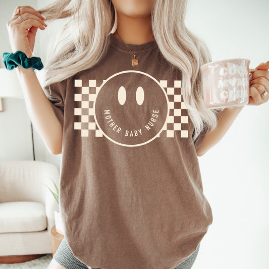 Checkered Smile Mother Baby Nurse Shirt