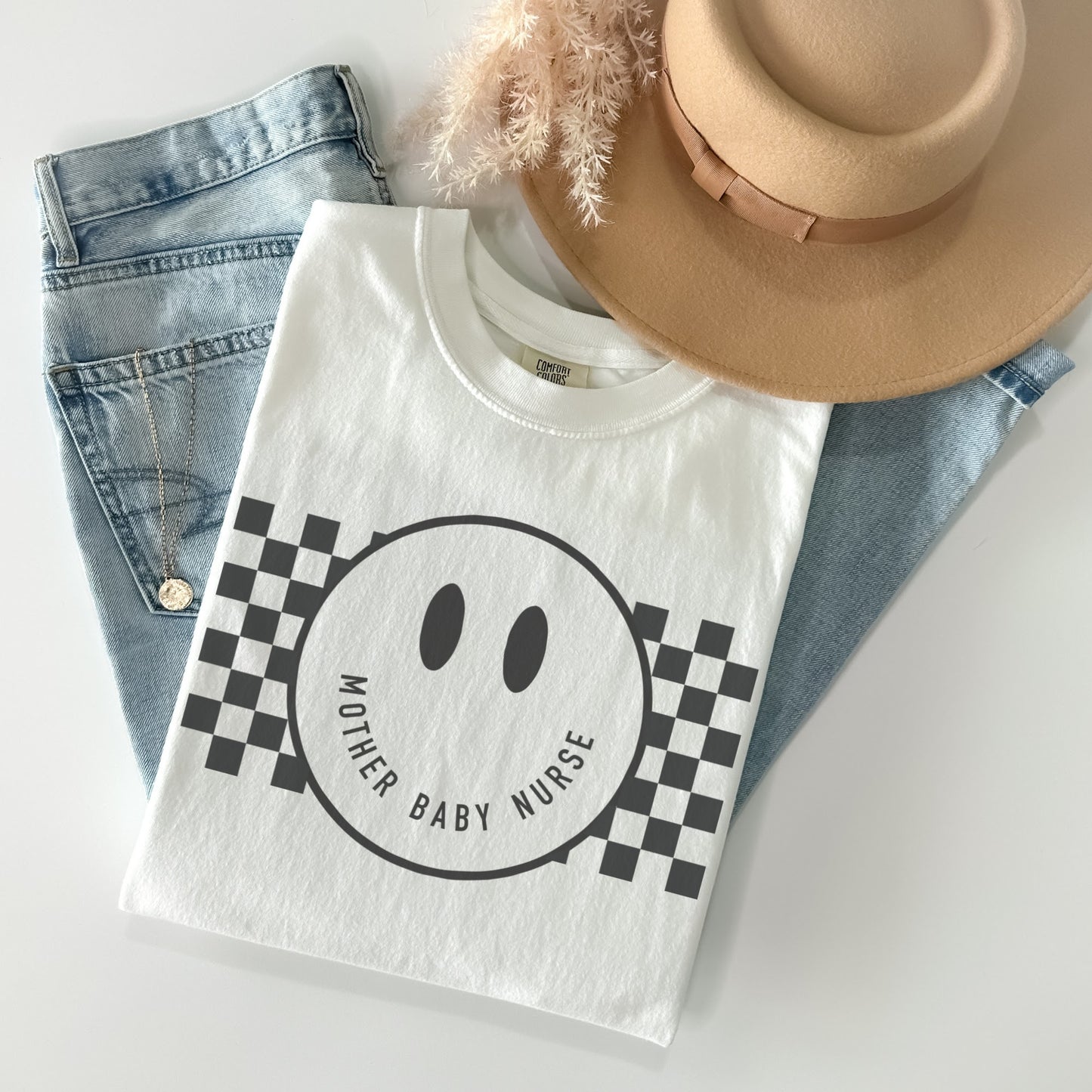 Checkered Smile Mother Baby Nurse Shirt