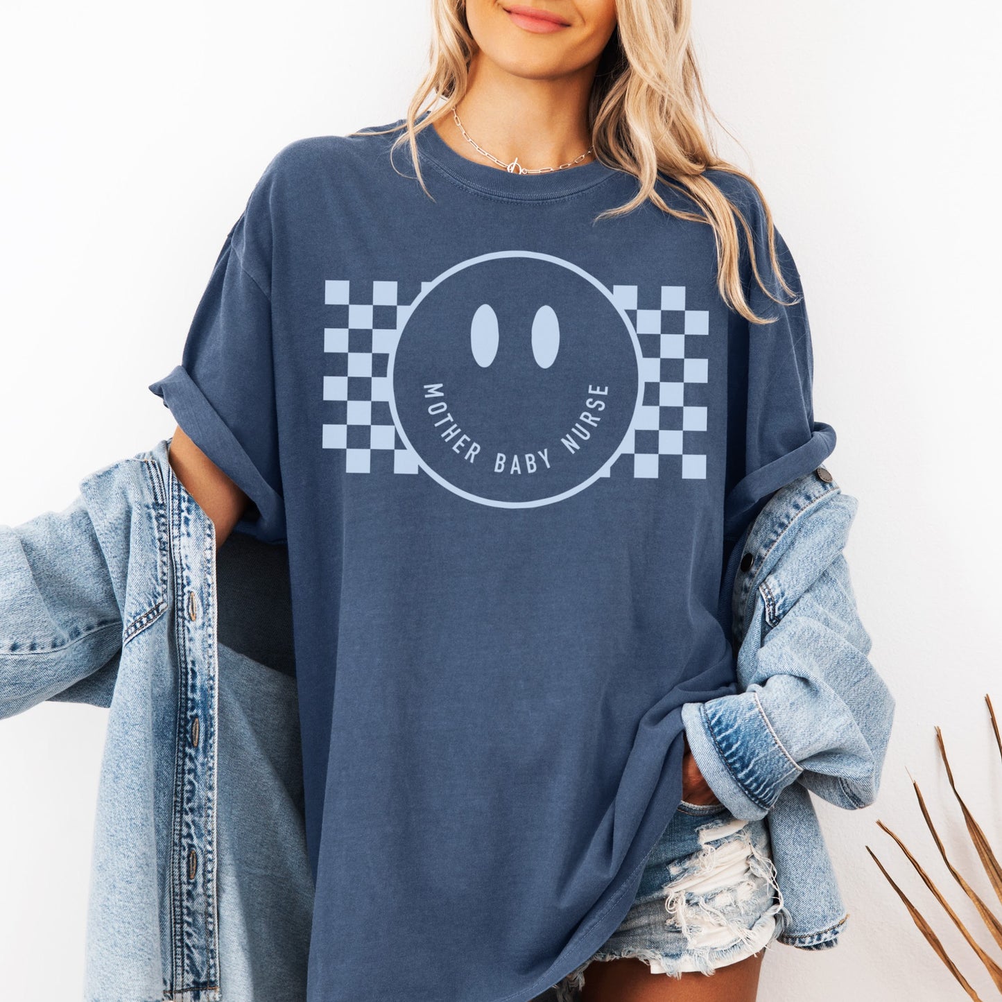 Checkered Smile Mother Baby Nurse Shirt