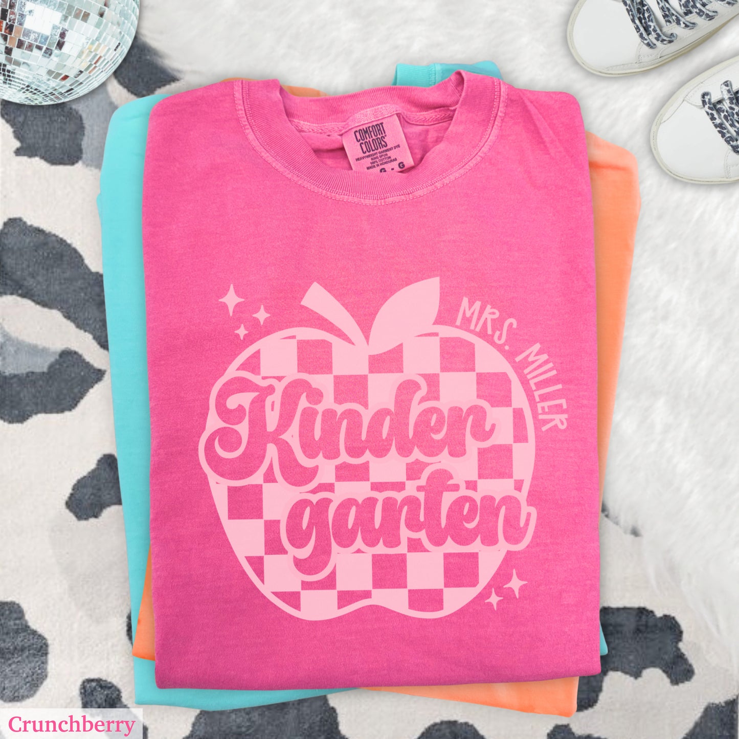Personalized Checkered Apple Kindergarten Shirt