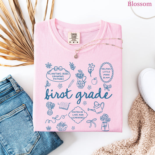 Cottagecore First Grade Teacher Shirt