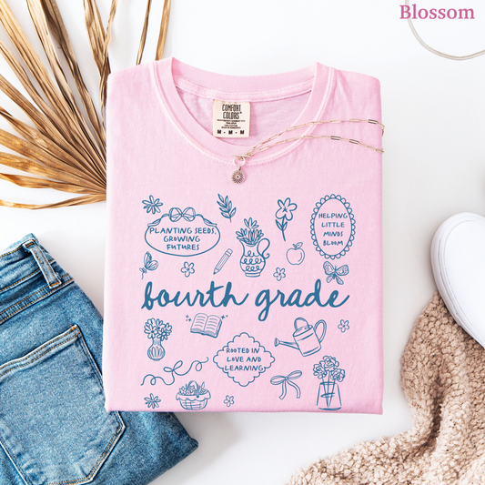 Cottagecore Fourth Grade Teacher Shirt