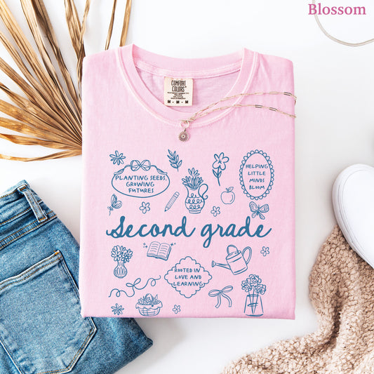 Cottagecore Second Grade Teacher Shirt