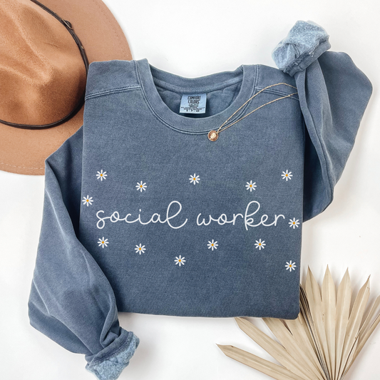 Comfort Colors® Daisies Social Worker Sweatshirt