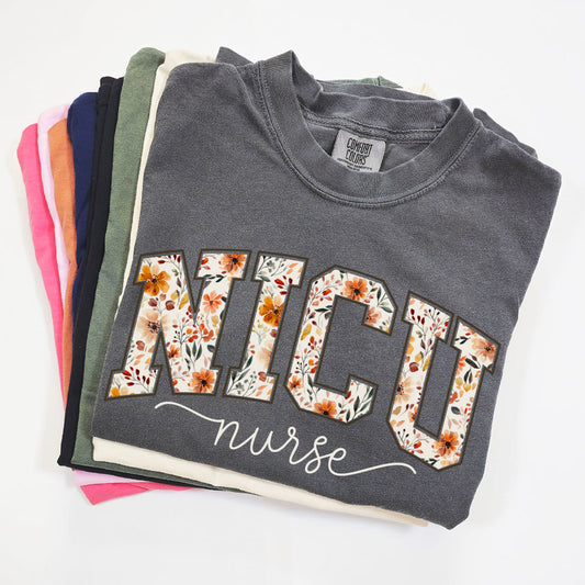 Fall Floral NICU Nurse Shirt