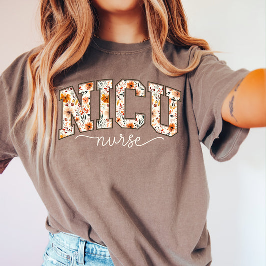 Fall Floral NICU Nurse Shirt
