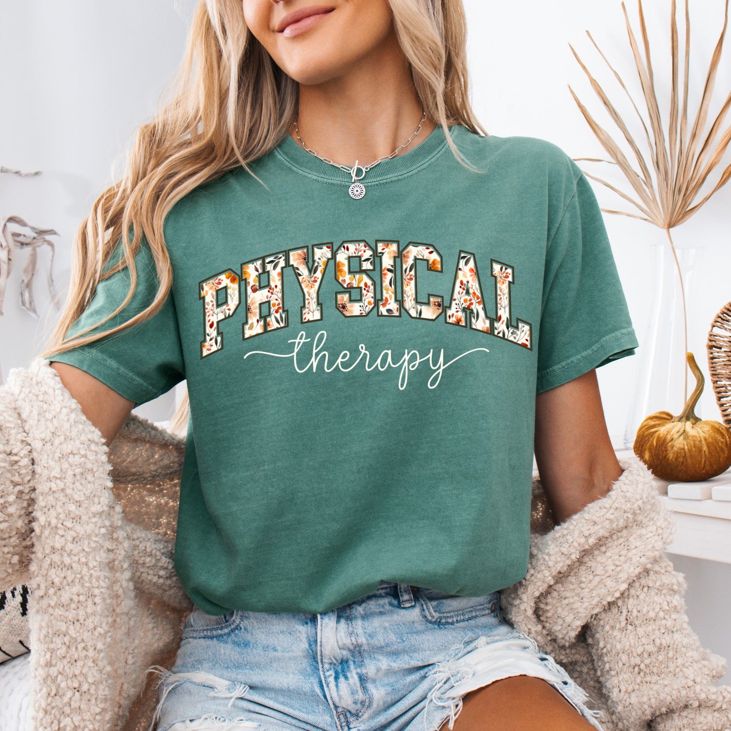 Fall Floral Physical Therapy Shirt