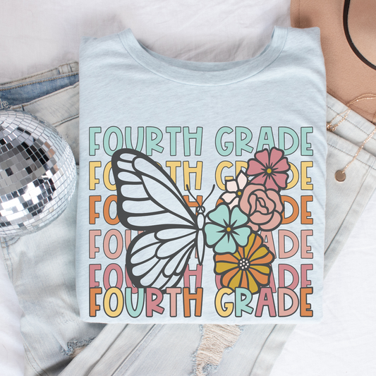 Butterfly Repeat Fourth Grade Shirt