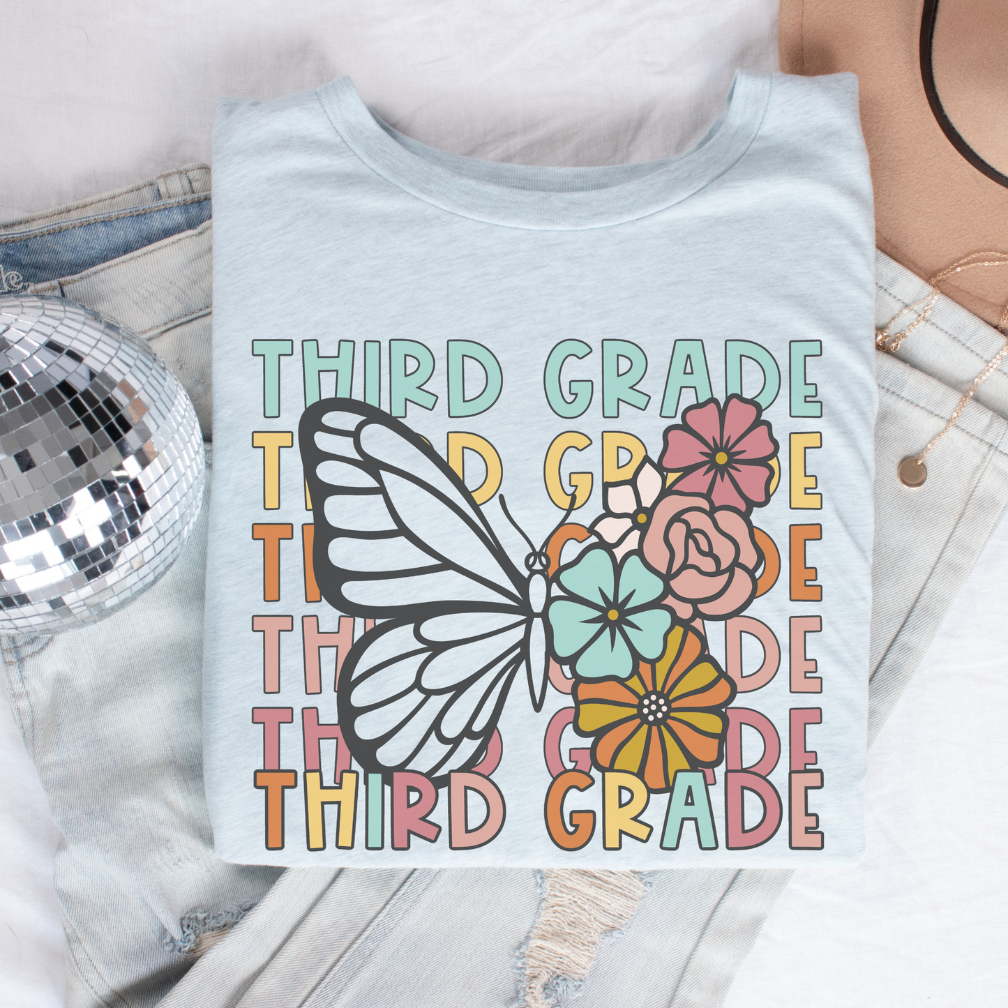 Butterfly Repeat Third Grade Shirt