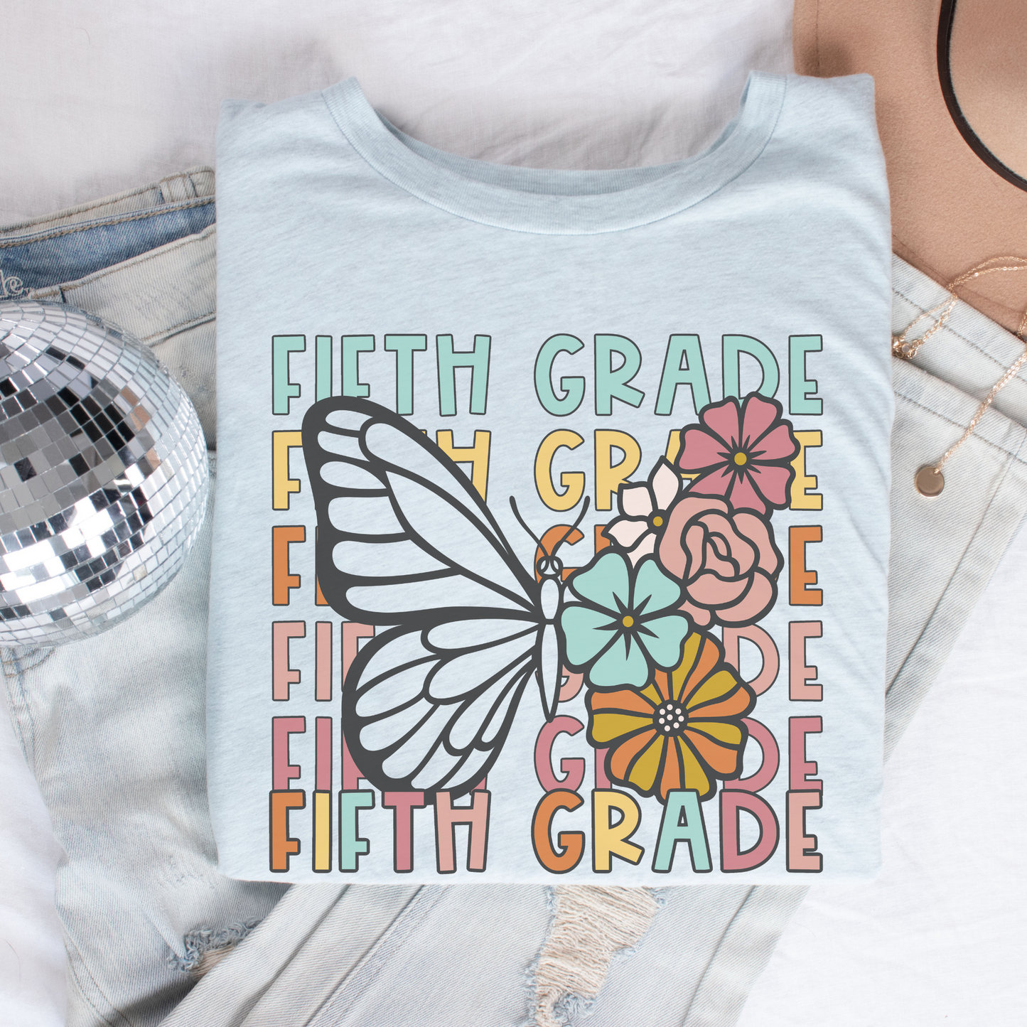 Butterfly Repeat Fifth Grade Shirt