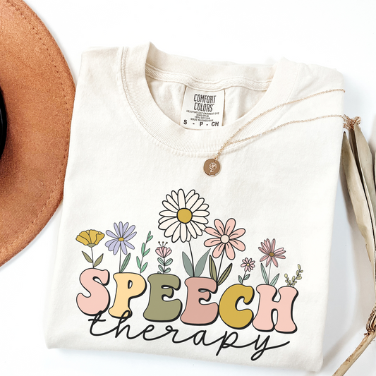 Comfort Colors® Wildflowers Speech Therapy Shirt