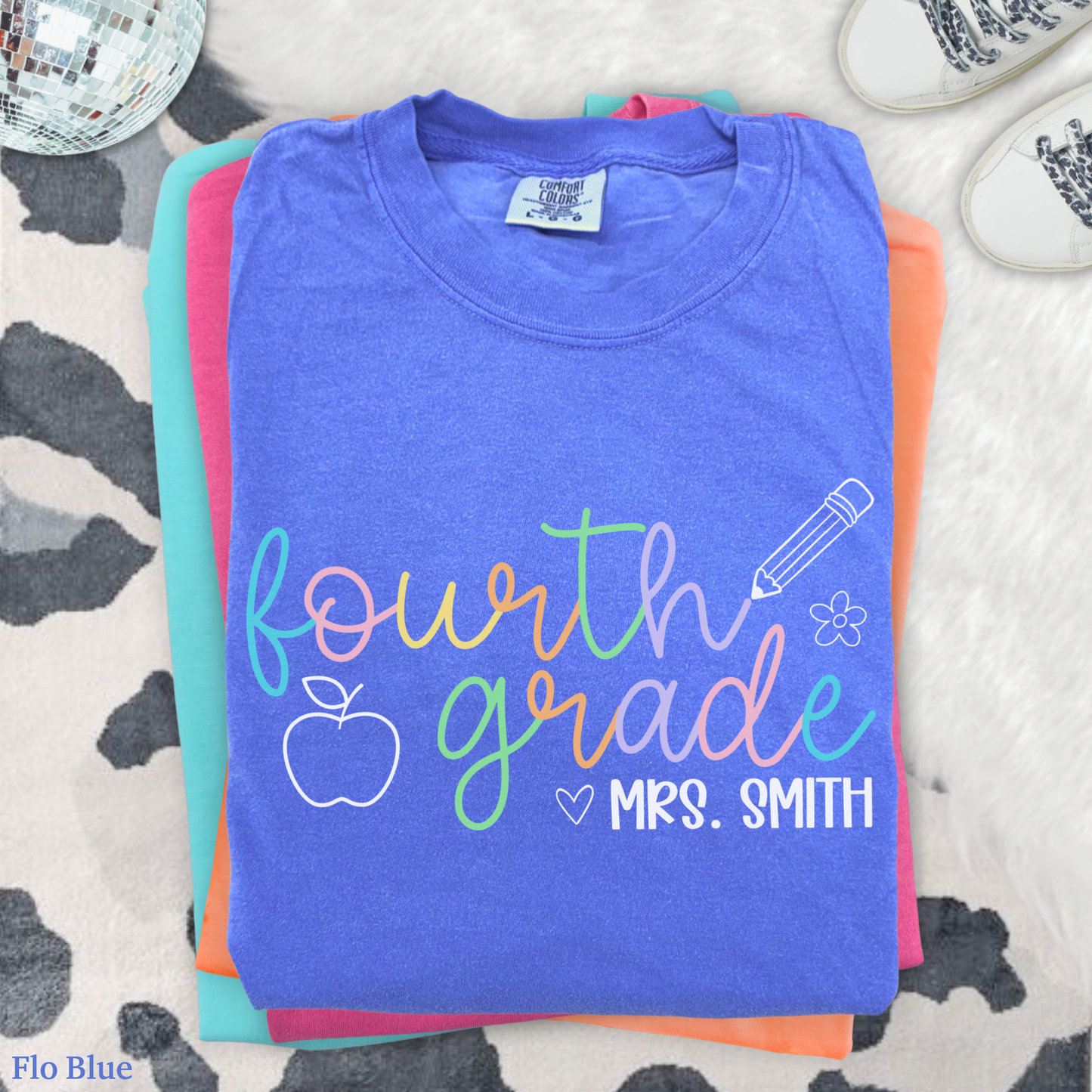 Pastel Pop Custom Fourth Grade Teacher Shirt