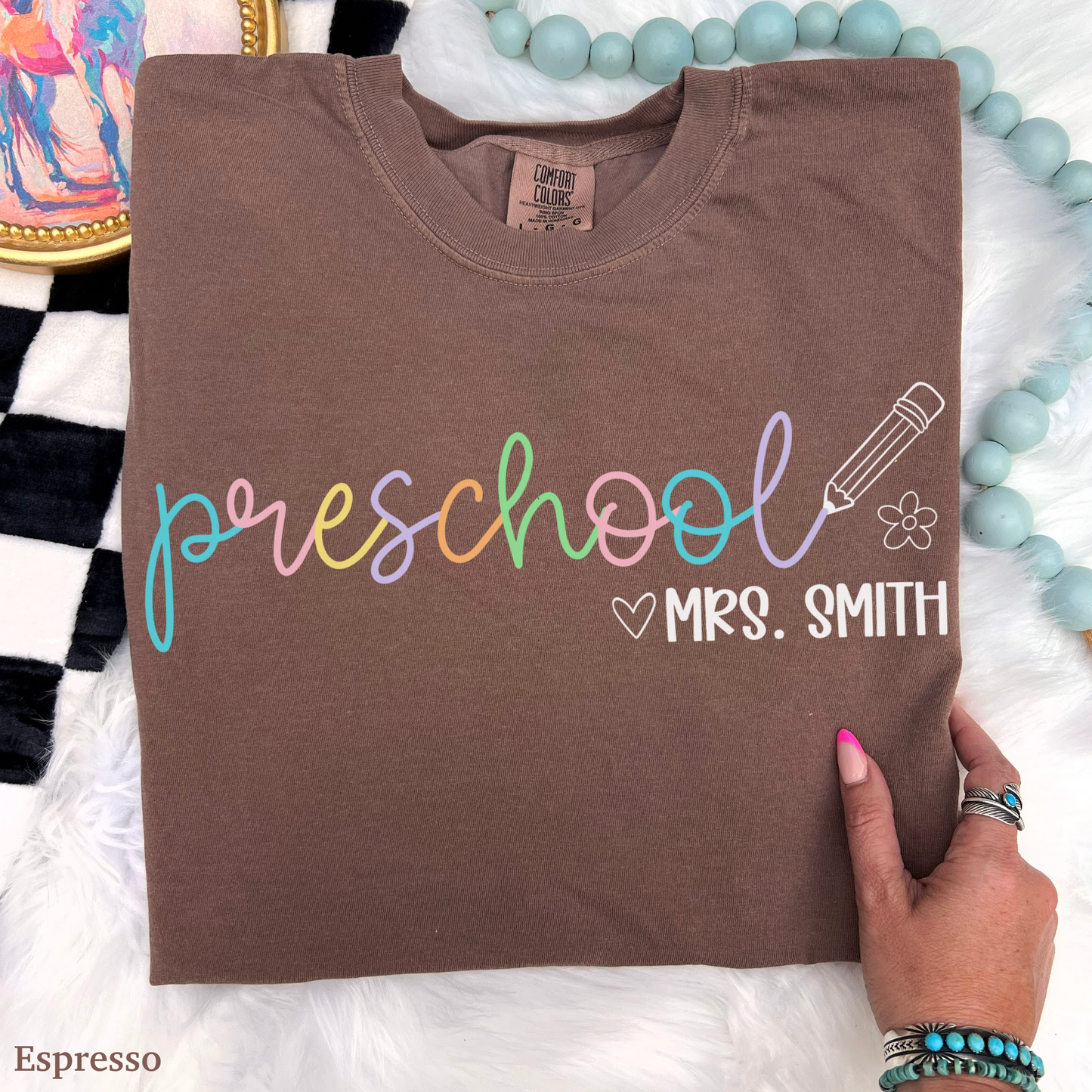 Pastel Pop Custom Preschool Teacher Shirt