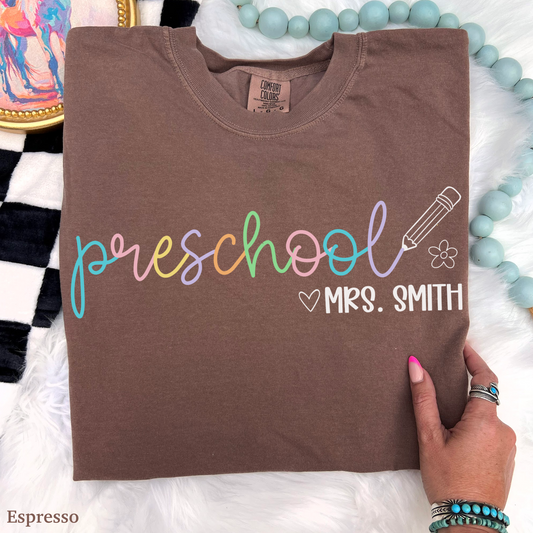 Pastel Pop Custom Preschool Teacher Shirt