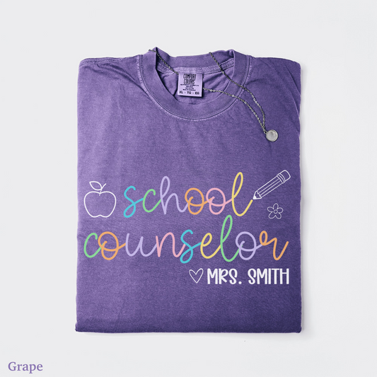 Pastel Pop Custom School Counselor Shirt
