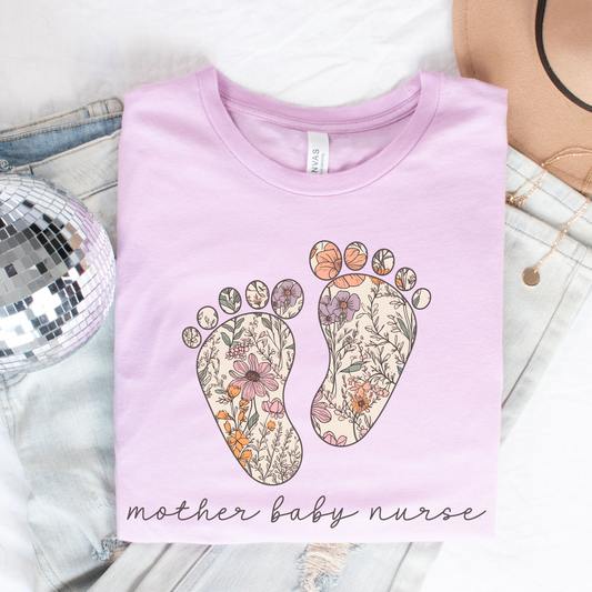 Floral Mother Baby Nurse Shirt