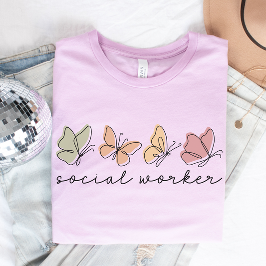 Butterflies Social Worker Shirt