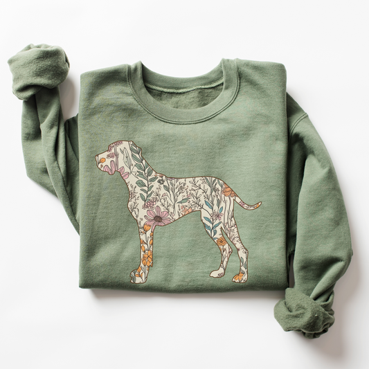 Floral Great Dane Outline Sweatshirt