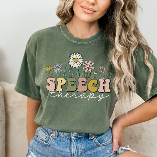 Comfort Colors® Wildflowers Speech Therapy Shirt