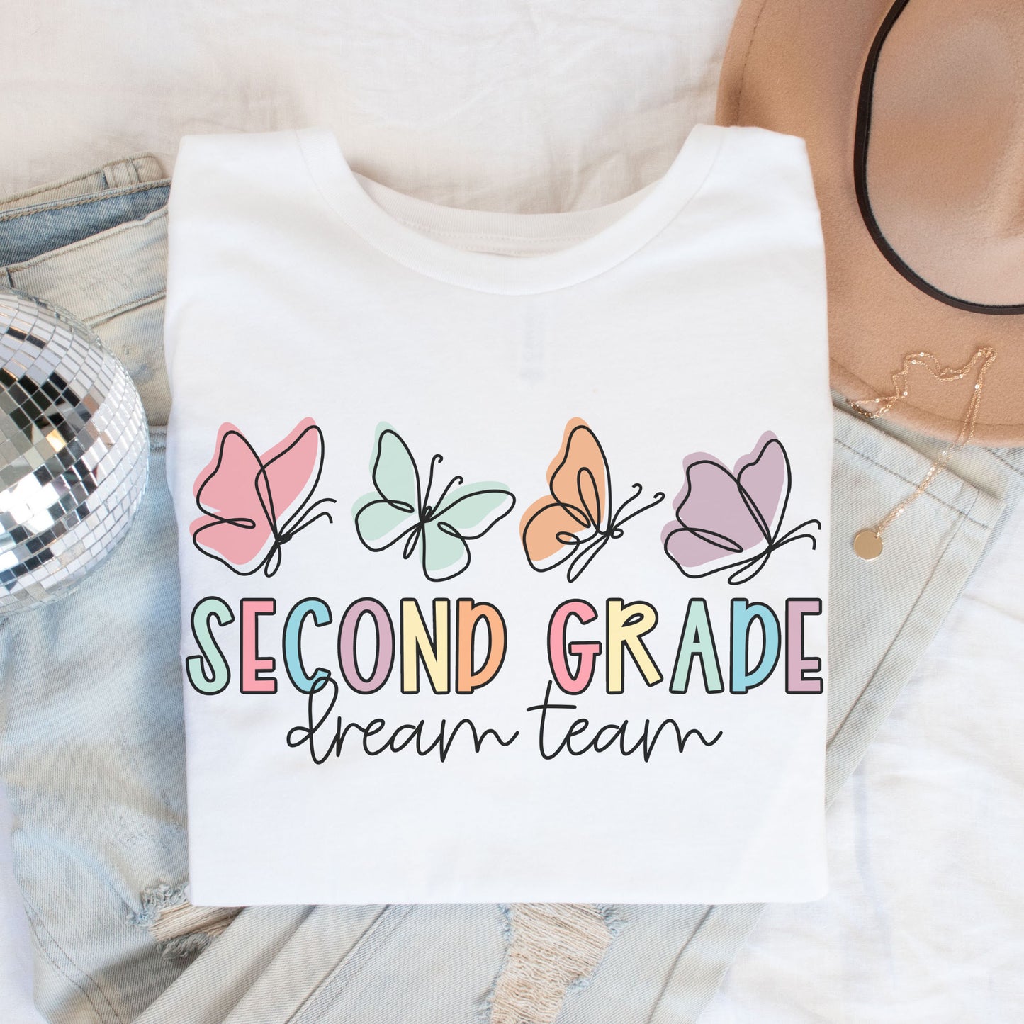 Butterflies Second Grade Dream Team Shirt