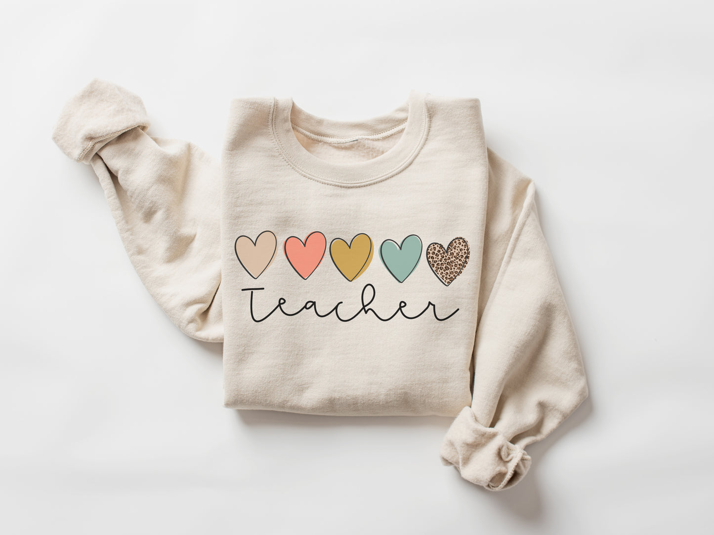 Multi Hearts Teacher Sweatshirt