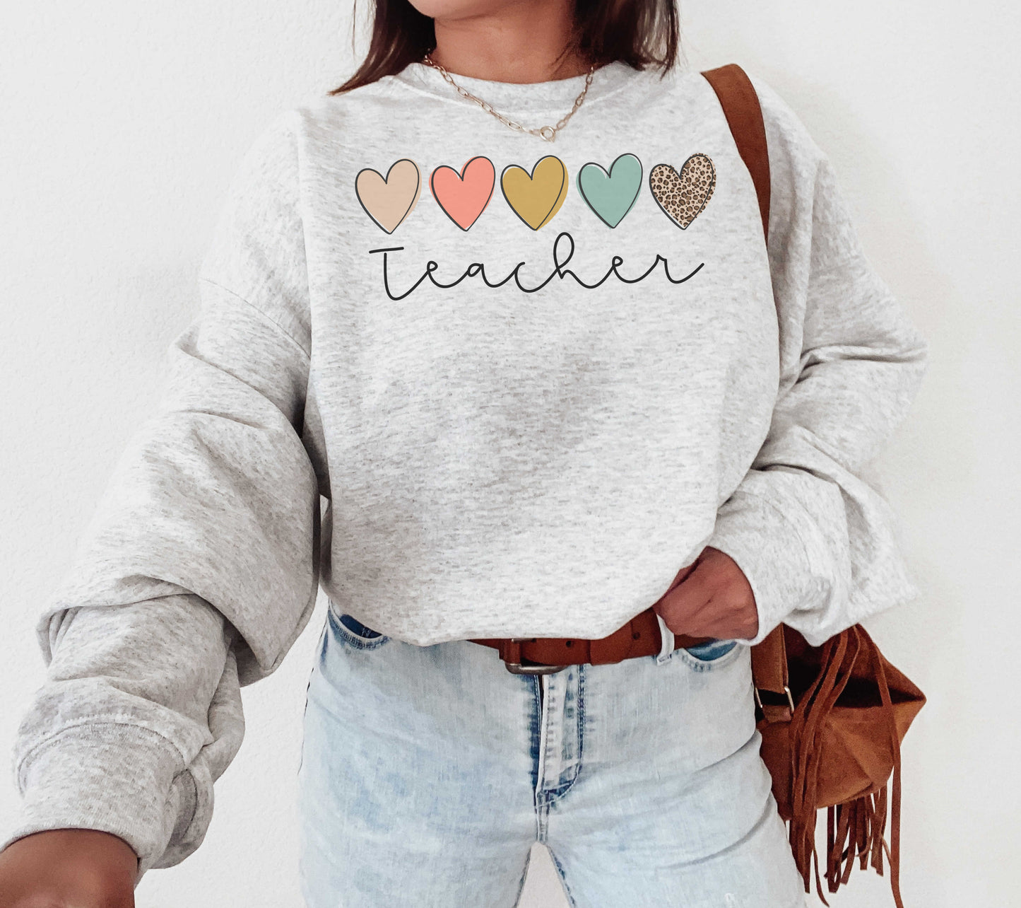 Multi Hearts Teacher Sweatshirt