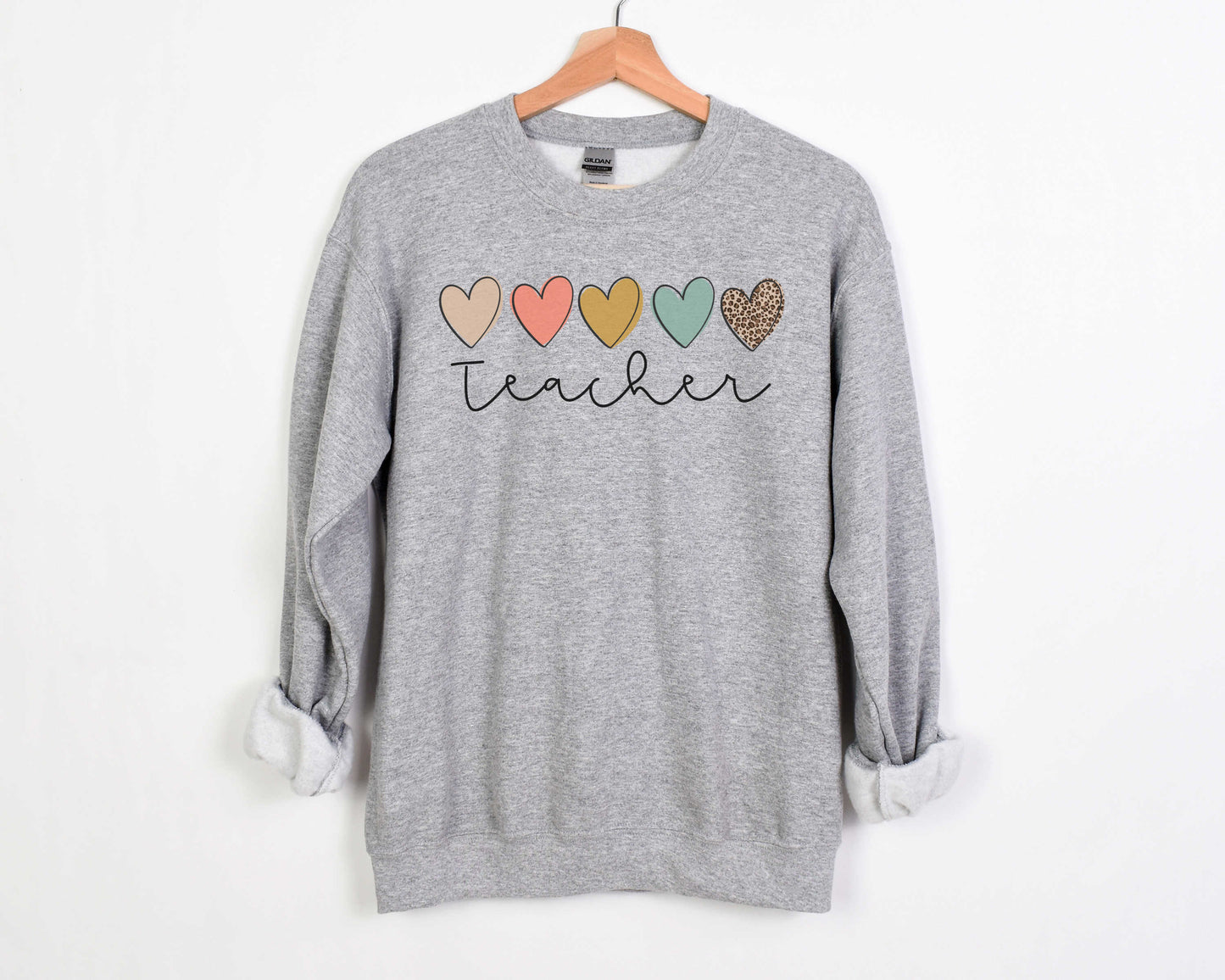 Multi Hearts Teacher Sweatshirt