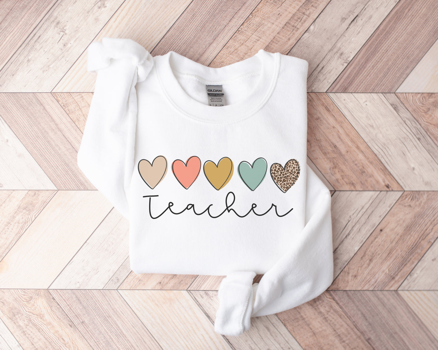 Multi Hearts Teacher Sweatshirt