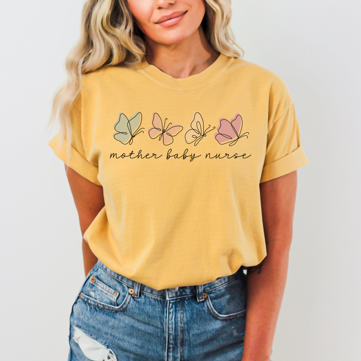 Comfort Colors® Butterflies Mother Baby Nurse Shirt