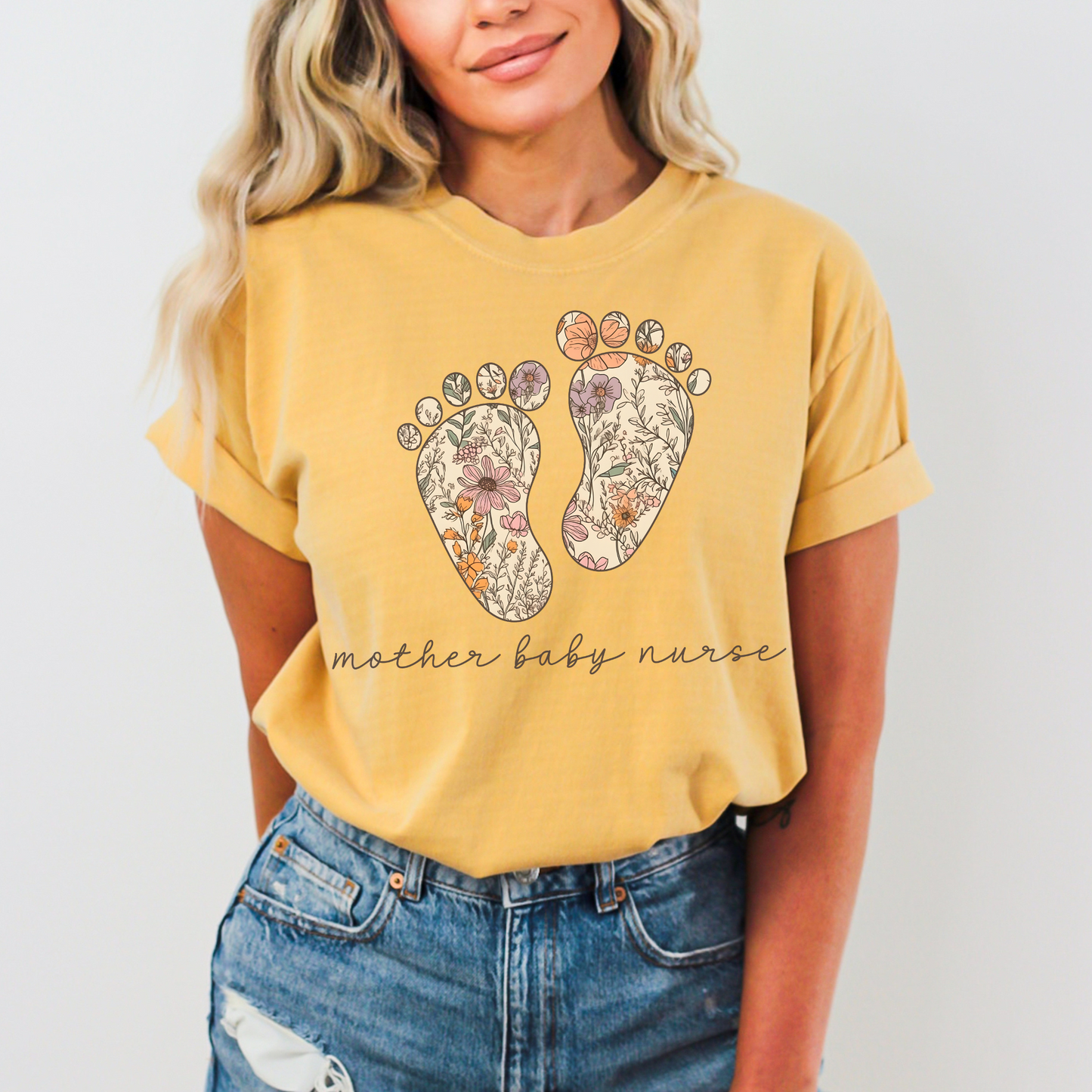 Comfort Colors® Floral Mother Baby Nurse Shirt